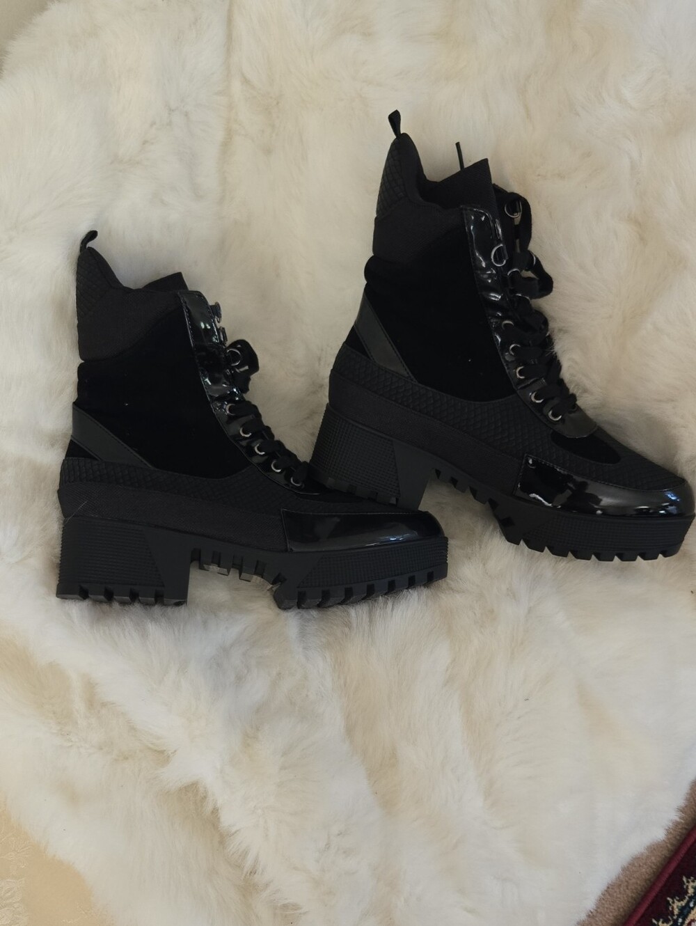 Fashion Nova Black Chunky Platform Combat Boots